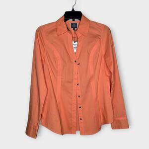 NEW Express Womens Orange The Essential Shirt Button Down Small